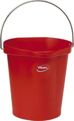 Vikan - 3 Gal, Polypropylene Round Red Single Pail with Pour Spout - Handle Included - Industrial Tool & Supply