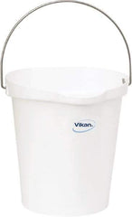 Vikan - 3 Gal, Polypropylene Round White Single Pail with Pour Spout - Handle Included - Industrial Tool & Supply