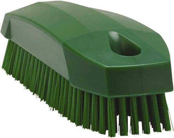 Vikan - 0.7" Bristle Length, Polyester Scrub Brush - 1-1/2" Wide Head, 4-1/2" OAL, Green, Polypropylene Block - Industrial Tool & Supply