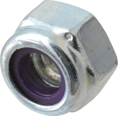 Value Collection - 1/4-20 UNC Grade B Hex Lock Nut with Nylon Insert - 7/16" Width Across Flats, 5/16" High, Zinc-Plated Finish - Industrial Tool & Supply