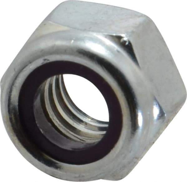 Value Collection - 5/16-18 UNC Grade B Hex Lock Nut with Nylon Insert - 1/2" Width Across Flats, 11/32" High, Zinc-Plated Finish - Industrial Tool & Supply