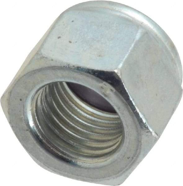 Value Collection - 3/8-24 UNF Grade B Hex Lock Nut with Nylon Insert - 9/16" Width Across Flats, 29/64" High, Zinc-Plated Finish - Industrial Tool & Supply
