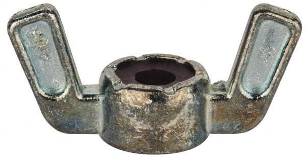 Value Collection - #10-32 UNF, Zinc Plated, Zinc Alloy Nylon-Insert Locking Wing Nut - Grade 2, 1.031" Wing Span, 1/2" Wing Span - Industrial Tool & Supply