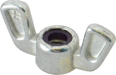 Value Collection - 1/4-20 UNC, Zinc Plated, Zinc Alloy Nylon-Insert Locking Wing Nut - Grade 2, 1-1/4" Wing Span, 19/32" Wing Span - Industrial Tool & Supply