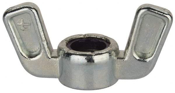 Value Collection - 3/8-16 UNC, Zinc Plated, Zinc Alloy Nylon-Insert Locking Wing Nut - Grade 2, 1-1/2" Wing Span, 0.718" Wing Span - Industrial Tool & Supply