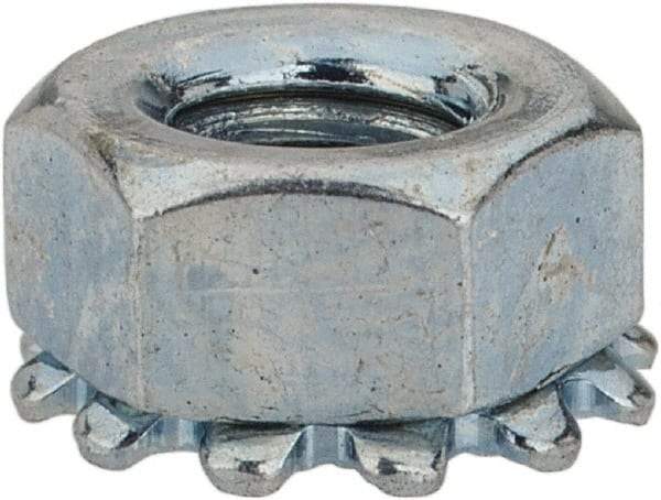 Value Collection - M4x0.7, Zinc Plated, Steel Hex Nut with External Tooth Washer - 8.2mm Washer Diam, 7mm Width Across Flats - Industrial Tool & Supply