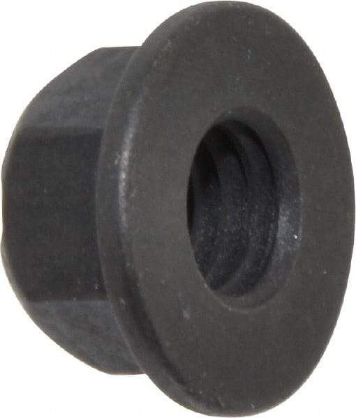 Value Collection - 3/8-16 UNC Grade G Hex Flange Lock Nut with Distorted Thread - 9/16" Width Across Flats, 27/64" High, Phosphate & Oil Finish - Industrial Tool & Supply