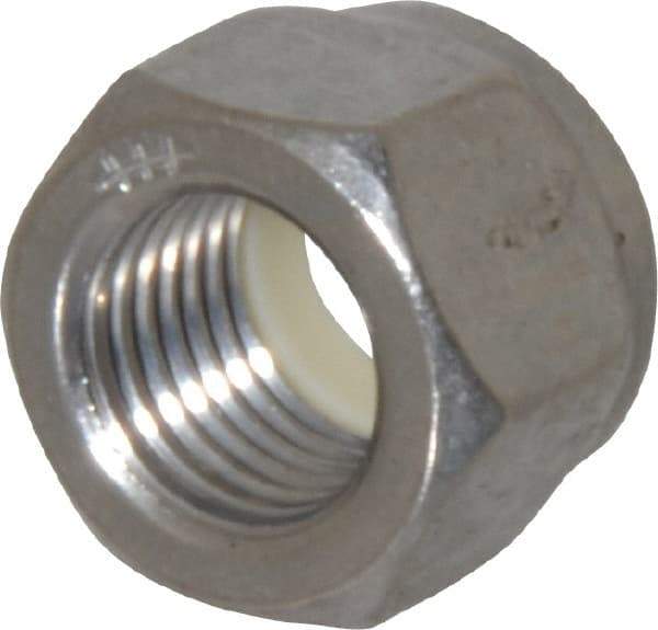 Value Collection - 3/8-24 UNF 18-8 Hex Lock Nut with Nylon Insert - 9/16" Width Across Flats, 29/64" High, Uncoated - Industrial Tool & Supply
