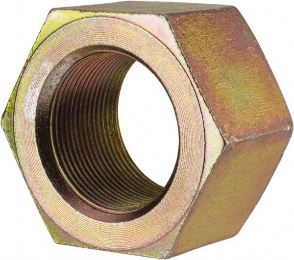 Value Collection - 1-3/4 - 12 UN Steel Right Hand Hex Nut - 2-3/4" Across Flats, 1-1/2" High, Zinc Yellow Dichromate Finish - Industrial Tool & Supply