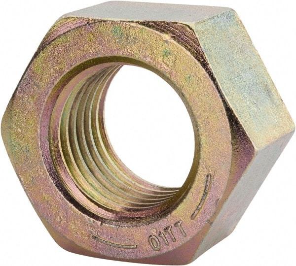 Value Collection - 2 - 4-1/2 UNC Steel Right Hand Hex Nut - 3-1/8" Across Flats, 1-23/32" High, Zinc Yellow Dichromate Finish - Industrial Tool & Supply
