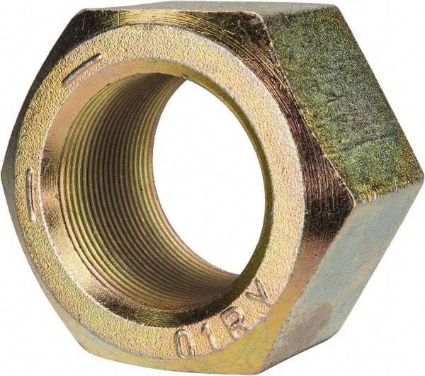 Value Collection - 2-12 UN Steel Right Hand Hex Nut - 3-1/8" Across Flats, 1-23/32" High, Zinc Yellow Dichromate Finish - Industrial Tool & Supply