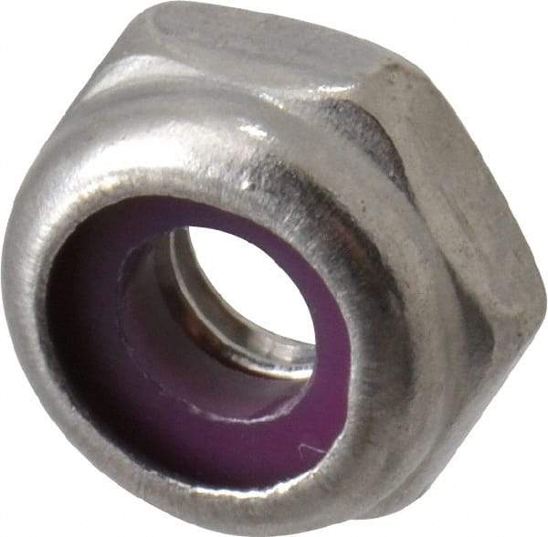Value Collection - #10-32 UNF 18-8 Hex Lock Nut with Nylon Insert - 3/8" Width Across Flats, 3/16" High, Uncoated - Industrial Tool & Supply