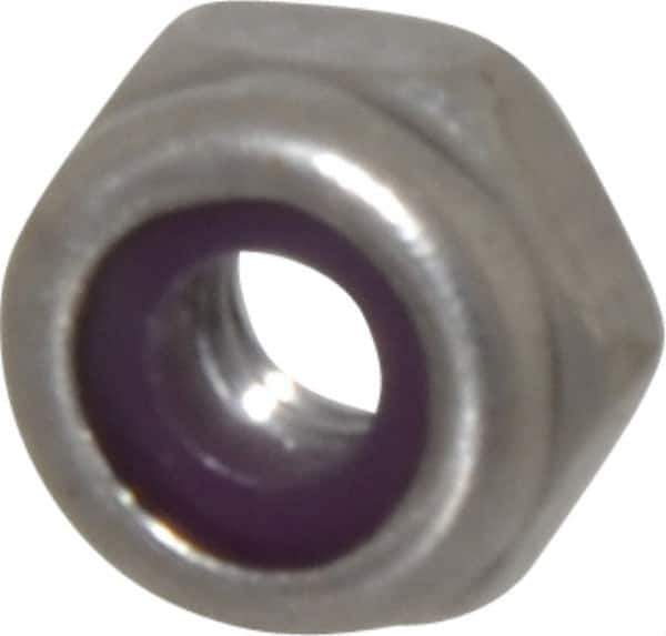 Value Collection - #8-32 UNC 18-8 Hex Lock Nut with Nylon Insert - 11/32" Width Across Flats, 3/16" High, Uncoated - Industrial Tool & Supply