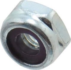 Value Collection - #10-32 UNF Grade 2 Hex Lock Nut with Nylon Insert - 3/8" Width Across Flats, 3/16" High, Zinc-Plated Finish - Industrial Tool & Supply