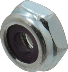 Value Collection - #10-24 UNC Grade 2 Hex Lock Nut with Nylon Insert - 3/8" Width Across Flats, 3/16" High, Zinc-Plated Finish - Industrial Tool & Supply