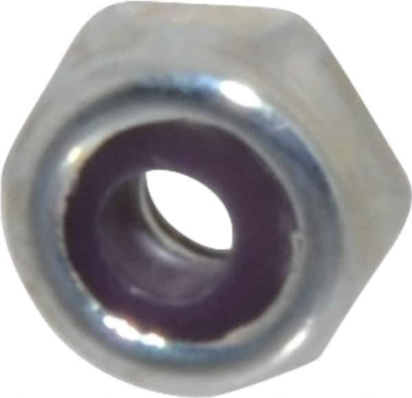 Value Collection - #4-40 UNC Grade 2 Hex Lock Nut with Nylon Insert - 1/4" Width Across Flats, 1/8" High, Zinc-Plated Finish - Industrial Tool & Supply
