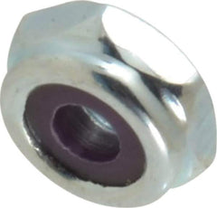 Value Collection - #6-32 UNC Grade 2 Hex Lock Nut with Nylon Insert - 5/16" Width Across Flats, 9/64" High, Zinc-Plated Finish - Industrial Tool & Supply