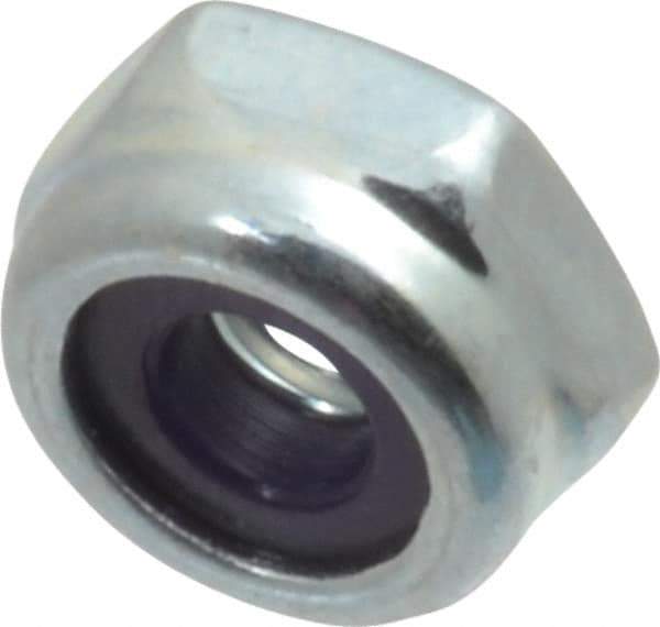 Value Collection - #8-32 UNC Grade 2 Hex Lock Nut with Nylon Insert - 11/32" Width Across Flats, 3/16" High, Zinc-Plated Finish - Industrial Tool & Supply
