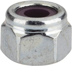 Value Collection - 1/4-20 UNC Grade 2 Heavy Hex Lock Nut with Nylon Insert - 1/2" Width Across Flats, 3/8" High, Zinc-Plated Finish - Industrial Tool & Supply