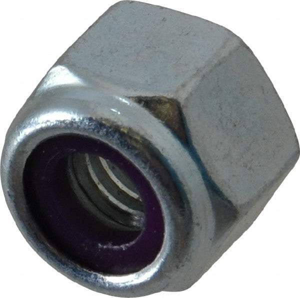Value Collection - 3/8-16 UNC Grade 2 Heavy Hex Lock Nut with Nylon Insert - 39/64" Width Across Flats, 35/64" High, Zinc-Plated Finish - Industrial Tool & Supply