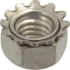 Value Collection - 5/16-18, 0.328" High, Uncoated, Stainless Steel Hex Nut with External Tooth Washer - 37/64" Washer Diam, 1/2" Width Across Flats, Grade 18-8 - Industrial Tool & Supply