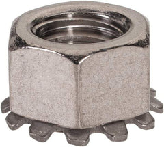 Value Collection - 3/8-16, 0.391" High, Uncoated, Stainless Steel Hex Nut with External Tooth Washer - 21/32" Washer Diam, 9/16" Width Across Flats, Grade 18-8 - Industrial Tool & Supply