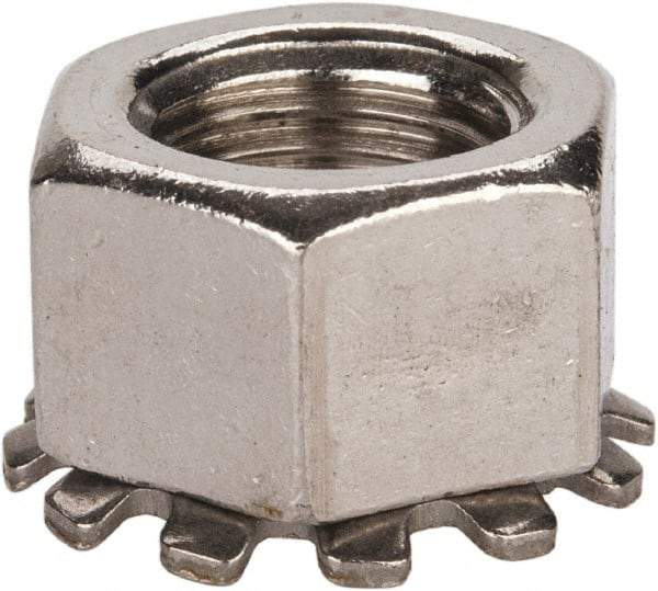 Value Collection - 3/8-24, 0.391" High, Uncoated, Stainless Steel Hex Nut with External Tooth Washer - 21/32" Washer Diam, 9/16" Width Across Flats, Grade 18-8 - Industrial Tool & Supply