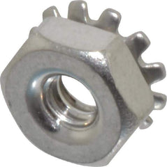 Value Collection - #6-32, 0.14" High, Uncoated, Stainless Steel Hex Nut with External Tooth Washer - 11/32" Washer Diam, 5/16" Width Across Flats, Grade 18-8 - Industrial Tool & Supply