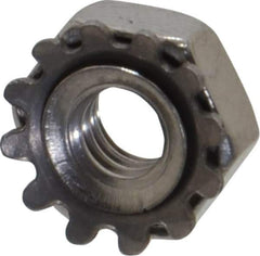 Value Collection - #8-32, 5/32" High, Uncoated, Stainless Steel Hex Nut with External Tooth Washer - 3/8" Washer Diam, 11/32" Width Across Flats, Grade 18-8 - Industrial Tool & Supply