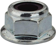 Value Collection - 5/16-18 UNC Grade 2 Hex Flange Lock Nut with Nylon Insert - 1/2" Width Across Flats, 3/8" High, Zinc-Plated Finish - Industrial Tool & Supply