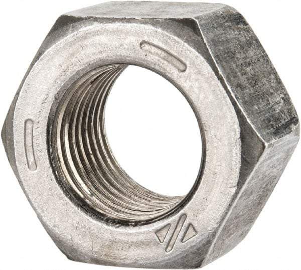 Value Collection - 9/16-18 UNF Steel Right Hand Hex Nut - 7/8" Across Flats, 0.496" High, Uncoated - Industrial Tool & Supply