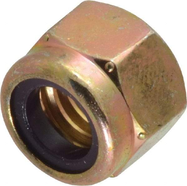 Value Collection - 3/8-16 UNC Grade 8 Hex Lock Nut with Nylon Insert - 9/16" Width Across Flats, 29/64" High, Zinc Yellow Dichromate Finish - Industrial Tool & Supply