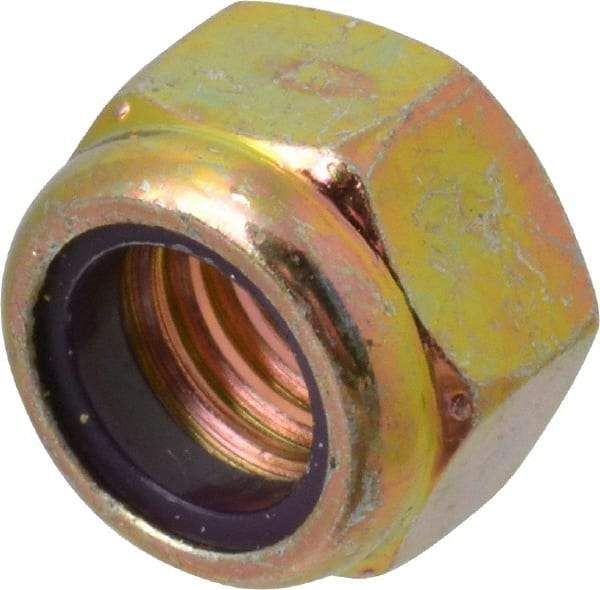 Value Collection - 7/16-14 UNC Grade 8 Hex Lock Nut with Nylon Insert - 5/8" Width Across Flats, 29/64" High, Zinc Yellow Dichromate Finish - Industrial Tool & Supply