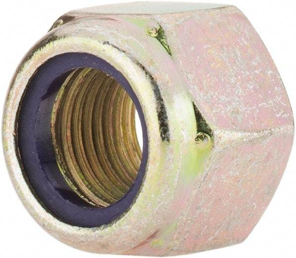 Value Collection - 1/2-20 UNF Grade 8 Hex Lock Nut with Nylon Insert - 3/4" Width Across Flats, 19/32" High, Zinc Yellow Dichromate Finish - Industrial Tool & Supply