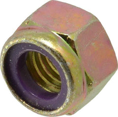 Value Collection - 9/16-12 UNC Grade 8 Hex Lock Nut with Nylon Insert - 7/8" Width Across Flats, 41/64" High, Zinc Yellow Dichromate Finish - Industrial Tool & Supply