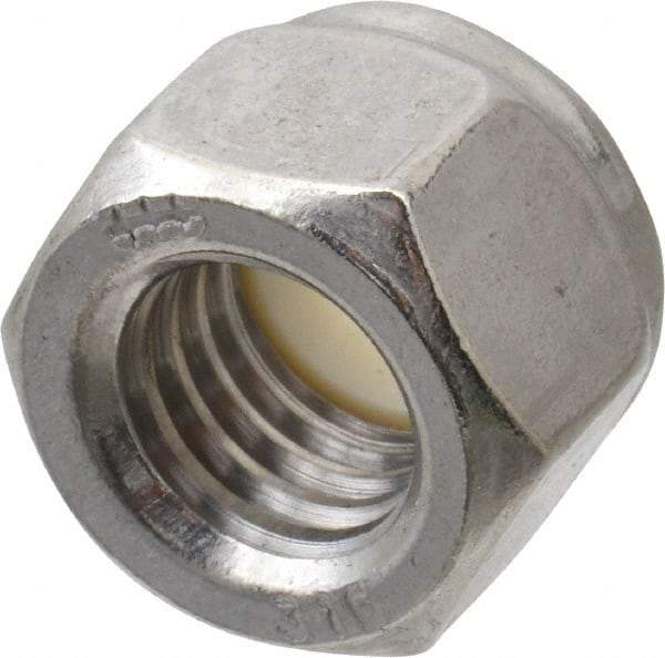 Value Collection - 1/2-13 UNC 316 Hex Lock Nut with Nylon Insert - 3/4" Width Across Flats, 19/32" High, Uncoated - Industrial Tool & Supply