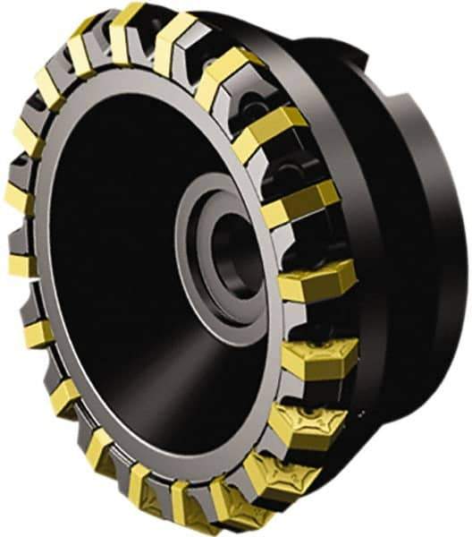Sandvik Coromant - 80mm Cut Diam, 27mm Arbor Hole, 6mm Max Depth of Cut, 60° Indexable Chamfer & Angle Face Mill - 12 Inserts, HNEF 090508 Insert, Right Hand Cut, Through Coolant, Series CoroMill S-60 - Industrial Tool & Supply