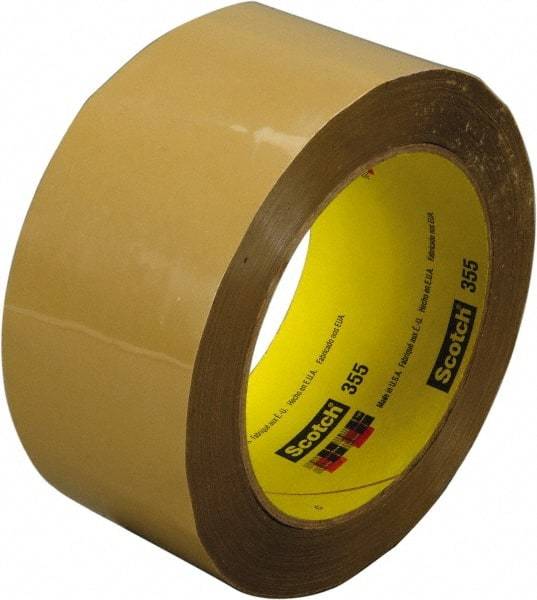 3M - 72mm x 50m Tan Rubber Adhesive Sealing Tape - Polyester Film Backing, 3.4 mil Thick, 67 Lb Tensile Strength, Series 355 - Industrial Tool & Supply