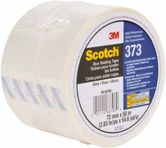 3M - 72mm x 50m White Sealing Tape - 2.5 mil Thick, 30 Lb Tensile Strength, Series 373 - Industrial Tool & Supply