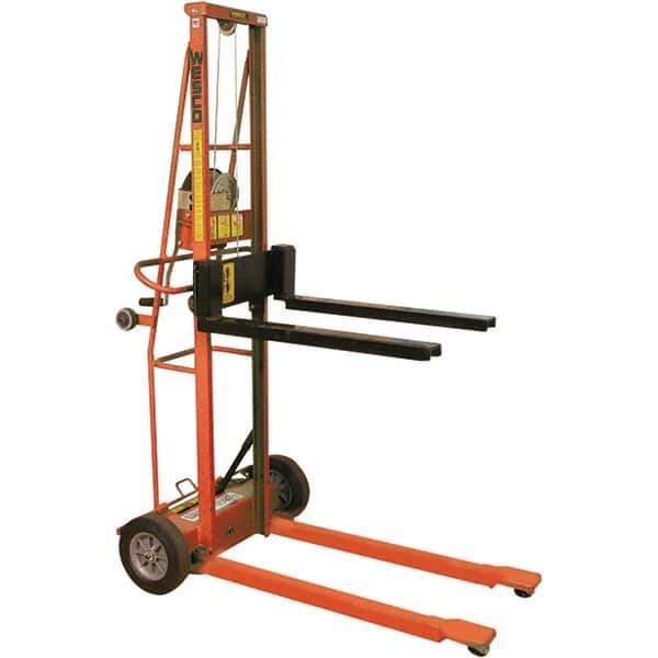 Wesco Industrial Products - 750 Lb Capacity, 62" Lift Height, Adjustable Forks Option for Triple Truck Manually Operated Lift - Industrial Tool & Supply