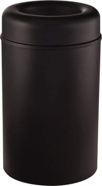 Rubbermaid - 30 Gal Black Round Decorative Waste Receptacle With Top - Steel, 876mm High - Industrial Tool & Supply