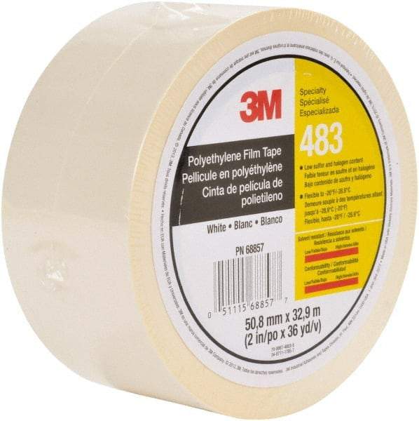 3M - 36 Yds. x 2", White Polyethylene Film Tape - 483 Series, 5 mil Thick, 10 Lb./Inch Tensile Strength - Industrial Tool & Supply