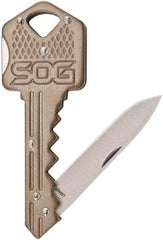 SOG Specialty Knives - 1-1/2" Blade, Straight Drop Point Folding Knife - 2-1/2" Closed Length, Stainless Steel - Industrial Tool & Supply