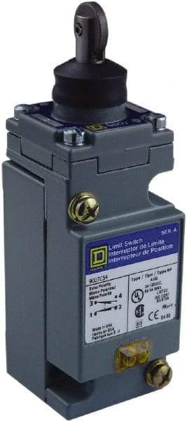 Square D - DPDT, 2NC/2NO, 600 Volt, Screw Terminal, Roller Plunger Actuator, General Purpose Limit Switch - 1, 2, 4, 6, 12, 13, 6P NEMA Rating, IP67 IPR Rating - Industrial Tool & Supply