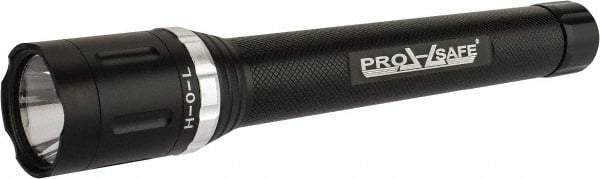 PRO-SAFE - White LED Bulb, 220 Lumens, Industrial/Tactical Flashlight - Matte Charcoal Black Aluminum Body, 4 D Alkaline Batteries Not Included - Industrial Tool & Supply
