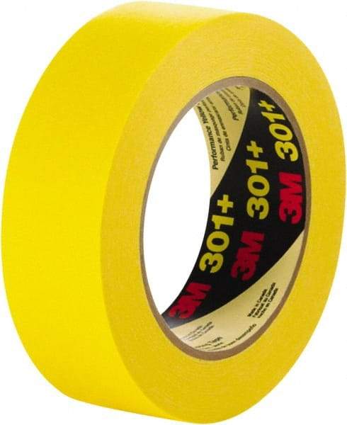 3M - 24mm Wide x 60 Yd Long Yellow Paper Masking Tape - Series 301+, 6.3 mil Thick, 22 In/Lb Tensile Strength - Industrial Tool & Supply