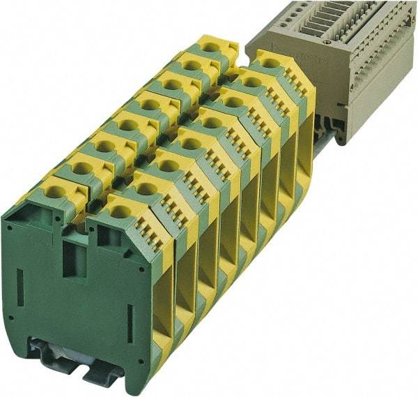 Cooper Bussmann - 1,000 Volt (IEC), 600 Volt (UL), 125 Amp, DIN Rail Mount, Grounding Terminal Block - Zinc Plated Steel, 12 to 2 AWG Compatibility, 2.4 Inch High x 56mm Deep - Industrial Tool & Supply