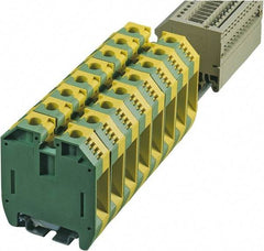 Cooper Bussmann - 1,000 Volt (IEC), 600 Volt (UL), 125 Amp, DIN Rail Mount, Grounding Terminal Block - Zinc Plated Steel, 12 to 2 AWG Compatibility, 2.4 Inch High x 56mm Deep - Industrial Tool & Supply