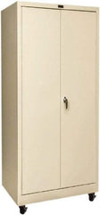 Hallowell - 4 Shelf Mobile Storage Cabinet - Steel, 36" Wide x 24" Deep x 78" High, Tan - Industrial Tool & Supply
