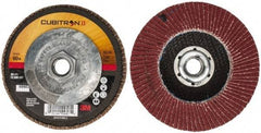 3M - 60 Grit, 4-1/2" Disc Diam, 5/8-11 Center Hole, Type 27 Ceramic Flap Disc - 13,300 Max RPM, Cloth Backing, Arbor Attaching System, Coated - Industrial Tool & Supply
